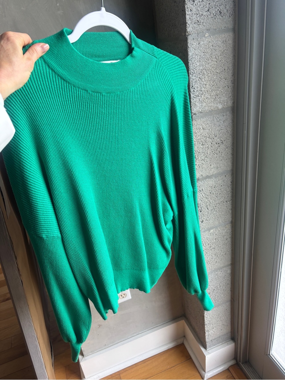 Vici Green Ribbed Mock Neck Women's Sweater